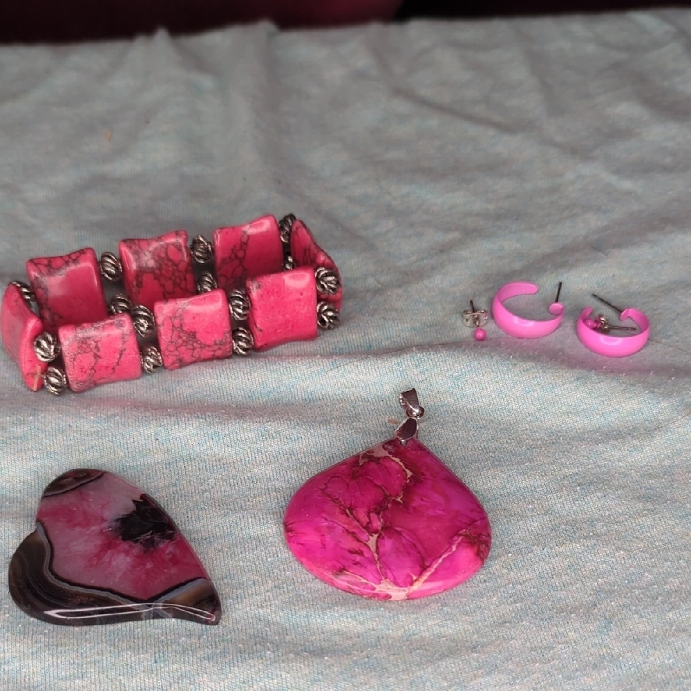 Pink Stone Jewelry Set